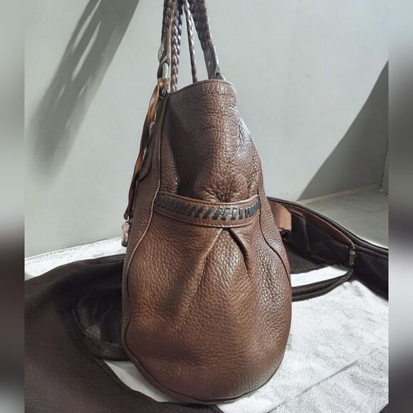 Brighton MESA Hand-Stitched Western style   Leather Silver Studded Shoulder Bag - Picture 2 of 12